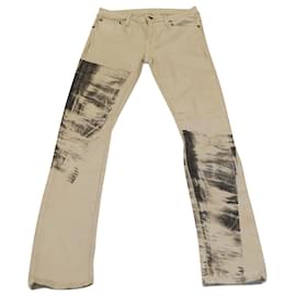 Helmut Lang-Helmut Lang x Barney's NYC Skinny Jeans mit Zeitungsdruck in grauem Lyocell-Grau