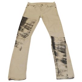 Vaqueros ceñidos con estampado de periódico en lyocell gris de Helmut Lang x Barney's NYC Gris