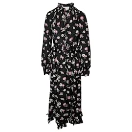 Autre Marque-Les Revêries Tie-front Maxi Dress in Floral Print Silk-Other,Python print