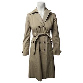 Trench Miu Miu foderato a trapezio in cotone beige Beige