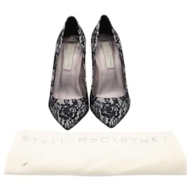 Stella Mc Cartney-Stella McCartney 100mm Lace Pumps in Black Leather -Black