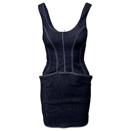 Thierry Mugler-Mugler Denim Mini Dress in Blue Cotton-Blue