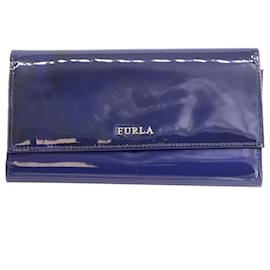 Furla-Furla Wallet in Blue Patent Leather-Blue