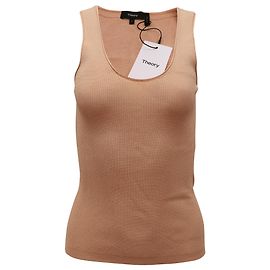 Theory Rib Pebbled Tank Top in Peach Viscose Peach