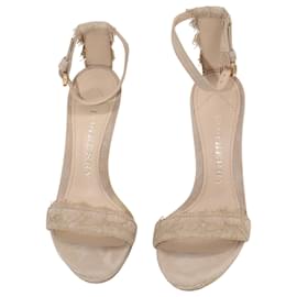 Burberry-Burberry Polesden 120 Platform Sandals with Lace in Nude Suede-Flesh