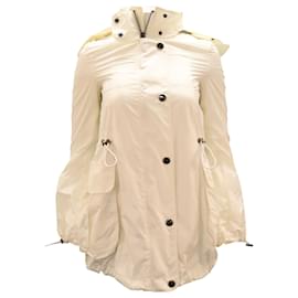 Burberry-Burberry Zip Waterproof Raincoat Jacket in White Nylon-White,Cream