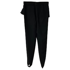Moschino-Moschino Ruffled Leggings with Foot Strap in Black Acetate-Black