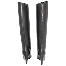 Christian Louboutin-Christian Louboutin Zepita 85 Wedge Boots in Black Leather-Black
