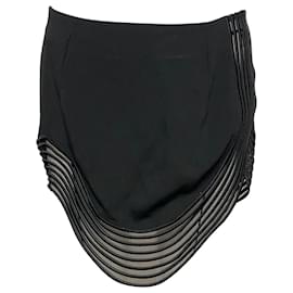 Stella Mc Cartney-Stella McCartney Rib Wave Pipe Skirt in Black Rayon-Black