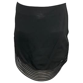 Stella Mc Cartney-Stella McCartney Rib Wave Pipe Skirt in Black Rayon-Black