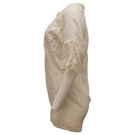 Iro-Iro Patterned Laser Cut Dress in White Silk-White