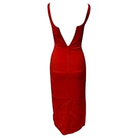 Autre Marque-David Koma Snaps Slit Tank Dress en Acétate Rouge-Rouge