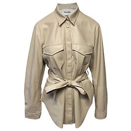 Nanushka Artha Veganes Lederhemd aus cremefarbenem Polyester Beige