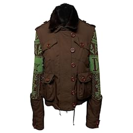 Dior-Dior Knitted-sleeve Jacket in Brown Polyester-Brown