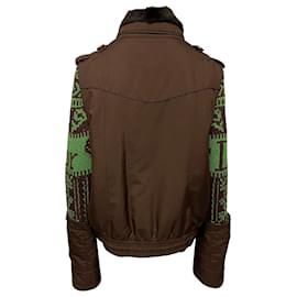 Dior-Dior Knitted-sleeve Jacket in Brown Polyester-Brown