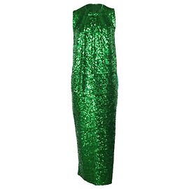By Malene Birger Amukaji Sequined-Jersey Dress in Green Polyester Green