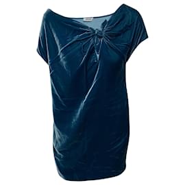 Moschino-Moschino Tie Knot Velvet Mini Dress in Blue Rayon-Blue
