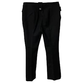 Prada-Pantalones Prada con botones forrados en lana negra-Negro