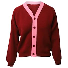 Comme Des Garcons-Comme des Garçons Girl x Lochaven of Scotland Knit Cardigan em acrílico vermelho e rosa-Multicor
