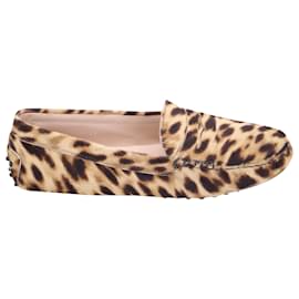 Tod's-Tod's Gommino Driving Shoes in Animal Print Calf Hair-Other