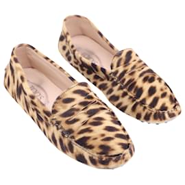 Tod's-Tod's Gommino Driving Shoes in Animal Print Calf Hair-Other