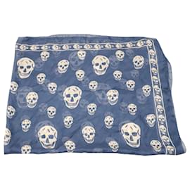 Alexander Mcqueen-Alexander McQueen Skull Scarf in Blue Silk-Blue
