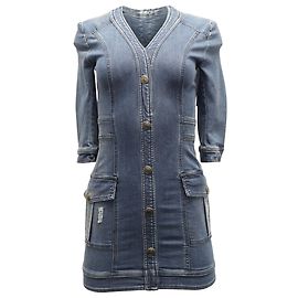 Pierre Balmain Mini Vestido em Denim Azul Azul