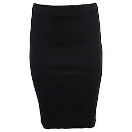 Vince-Vince Ribbed-Knit Midi Skirt in Navy Blue Cotton-Navy blue