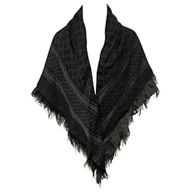Gucci-Gucci Scarf with Fur Detail in Grey Cotton-Grey