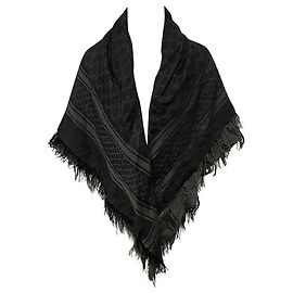 Bufanda Gucci con Detalle de Piel en Algodón Gris Gris