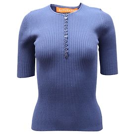 Altuzarra Dory Rippstrickoberteil aus blauer Viskose Blau Marineblau