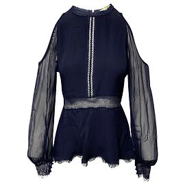 Camicetta Jonathan Simkhai con spalle scoperte in pizzo in seta blu Blu navy