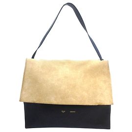 Céline Sac à bandoulière Celine en cuir tout doux marron Marron Noir Beige