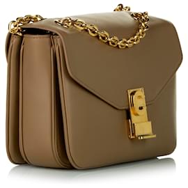Céline-Celine Brown Medium C Bag Leather Crossbody Bag-Brown,Golden