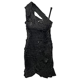 Isabel Marant-Isabel Marant Becky Ruched Sequin Dress in Black Silk-Black