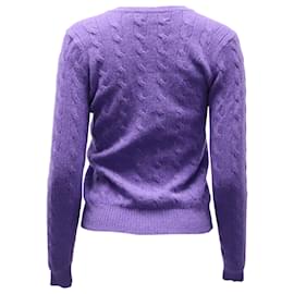 Ralph Lauren-Ralph Lauren Heathered V-Neck Sweater in Purple Wool-Purple