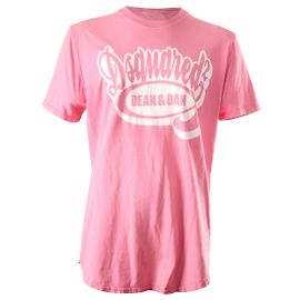 Dsquared2 T-shirt con logo invecchiato in cotone rosa Rosa