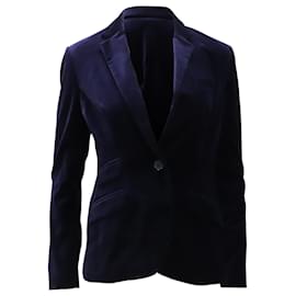Ralph Lauren-Ralph Lauren Velvet Single Breasted Jacket in Navy Blue Cotton-Navy blue