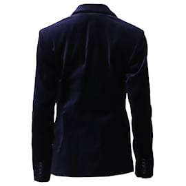 Ralph Lauren-Ralph Lauren Velvet Single Breasted Jacket in Navy Blue Cotton-Navy blue