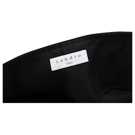 Sandro-Sandro Paris Zipper Detailed Skirt in Black Cotton-Black