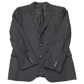 Blazer abotoado Hugo Boss em lã preta Preto