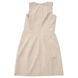 Theory-Theory V-Neck Sheath Dress in Tan Brown Polyester-Brown,Beige
