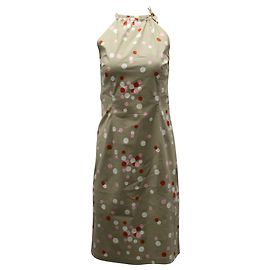 Vestido halter Sportmax de bolinhas em algodão bege Outro