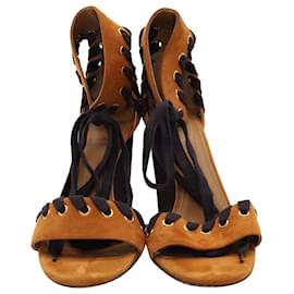 Chloé-Chloe Miles Lace Up Sandals in Brown Suede-Brown