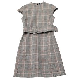 Vestido Theory Xadrez Mod Cinto em Lã Multicolorida Multicor