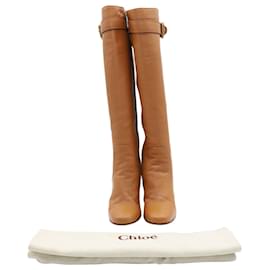 Chloé-Chloe High Boots with Buckle in Brown Leather-Brown