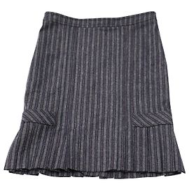 Max Mara Maxmara Ruffled Hem Skirt in Blue Wool Blue
