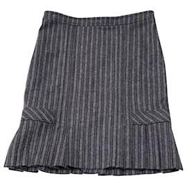 Max Mara-Maxmara Ruffled Hem Skirt in Blue Wool-Blue