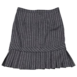 Max Mara-Maxmara Ruffled Hem Skirt in Blue Wool-Blue