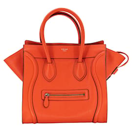 Céline-Céline Luggage PM (mini) bag in orange grained leather-Orange